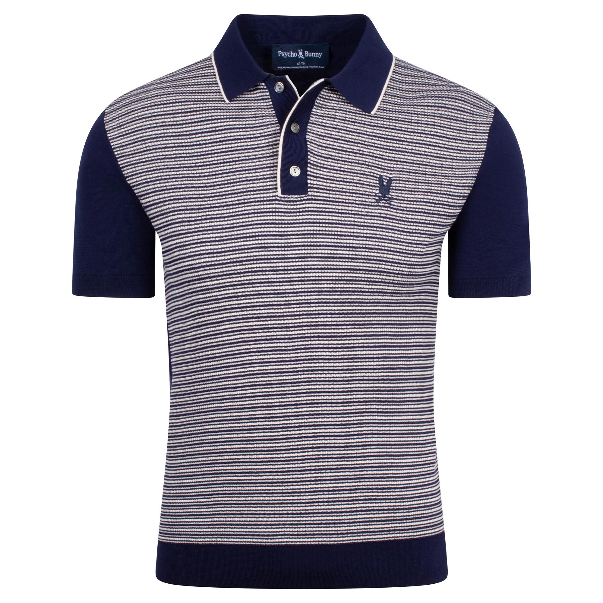 Psycho Bunny Kenny Striped Knit Mens Polo